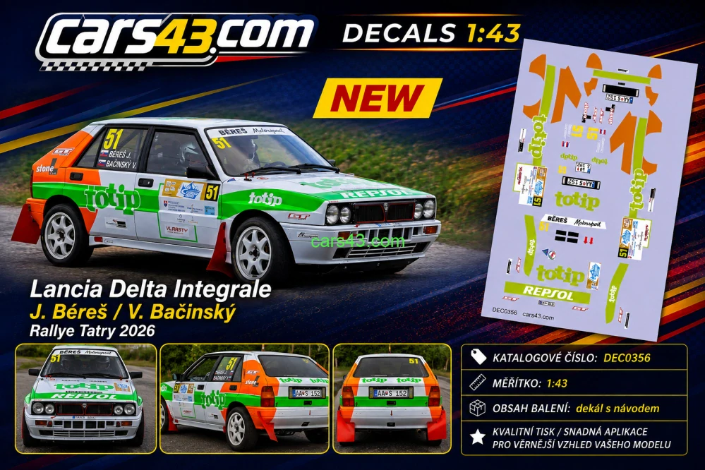 Dekál na úpravu Lancia Delta Integrale Rallye Tatry 2026