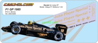 Doplňkový dekál tabákových reklam Lotus 97 1985