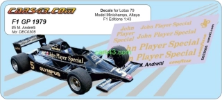 Doplňkový dekál tabákových reklam Lotus 79 1979