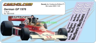 Doplňkový dekál tabákových reklam Mc Laren 1976