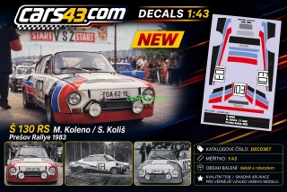 Dekál na přestavbu modelu Š130RS z Rallye Prešov 1983