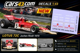 Doplňkový dekál tabákových reklam Lotus 72C